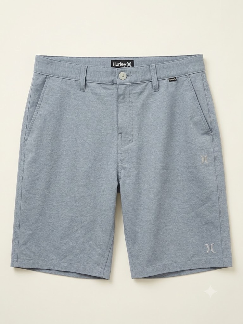 Hurley Men's Heather Sky Blue Flat-Front Shorts